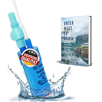 Comet Elegant Water Pump 12 V with Check Valve (Fixed) + Filter - Set with Camping Ebook - For Motorhome, Caravan, Submersibl