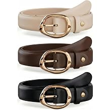 West Leathers Womens Leather Belt 3 Pack, 1.1" 12-Hole with Gold Buckle