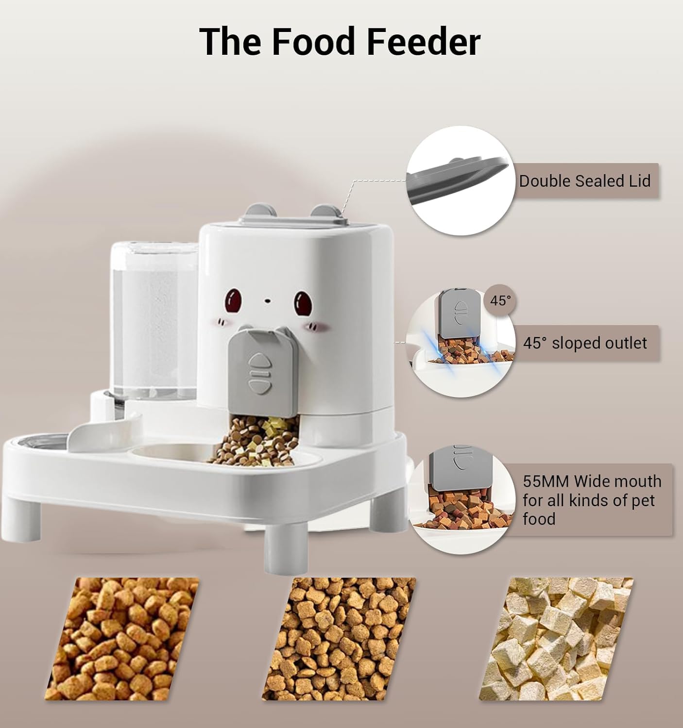 MEISO Distributeur Croquettes Chat, Distributeur de Croquettes 2 en 1 pour Chien, Abreuvoir et alimentateur Automatique, Distributeur Automatique d'aliments et d'eau Animaux de Compagnie de Petite