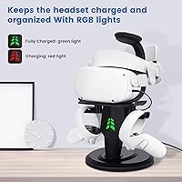 Vista 2 de Lampelc Base de carga para auriculares, soporte de pantalla de realidad virtual para MetaOculus Quest 2, RiftRift S, HTC Vive, auriculares de índice