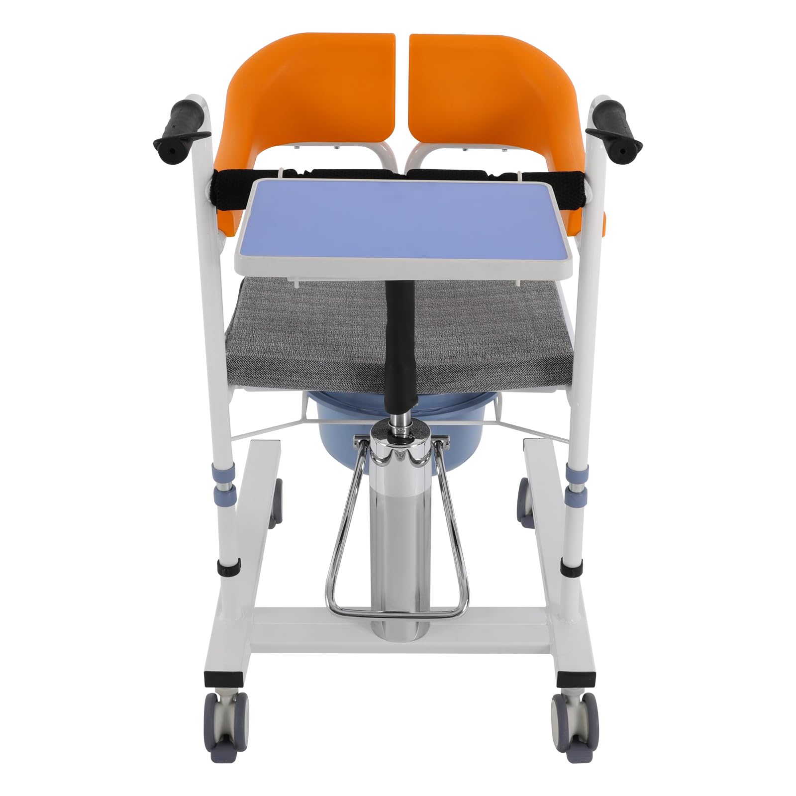 Sollevatore per pazienti, sedia a rotelle per anziani, con ruote, altezza regolabile 42 – 60 cm, sedia a rotelle per WC, per anziani, donne incinte, persone (arancione)