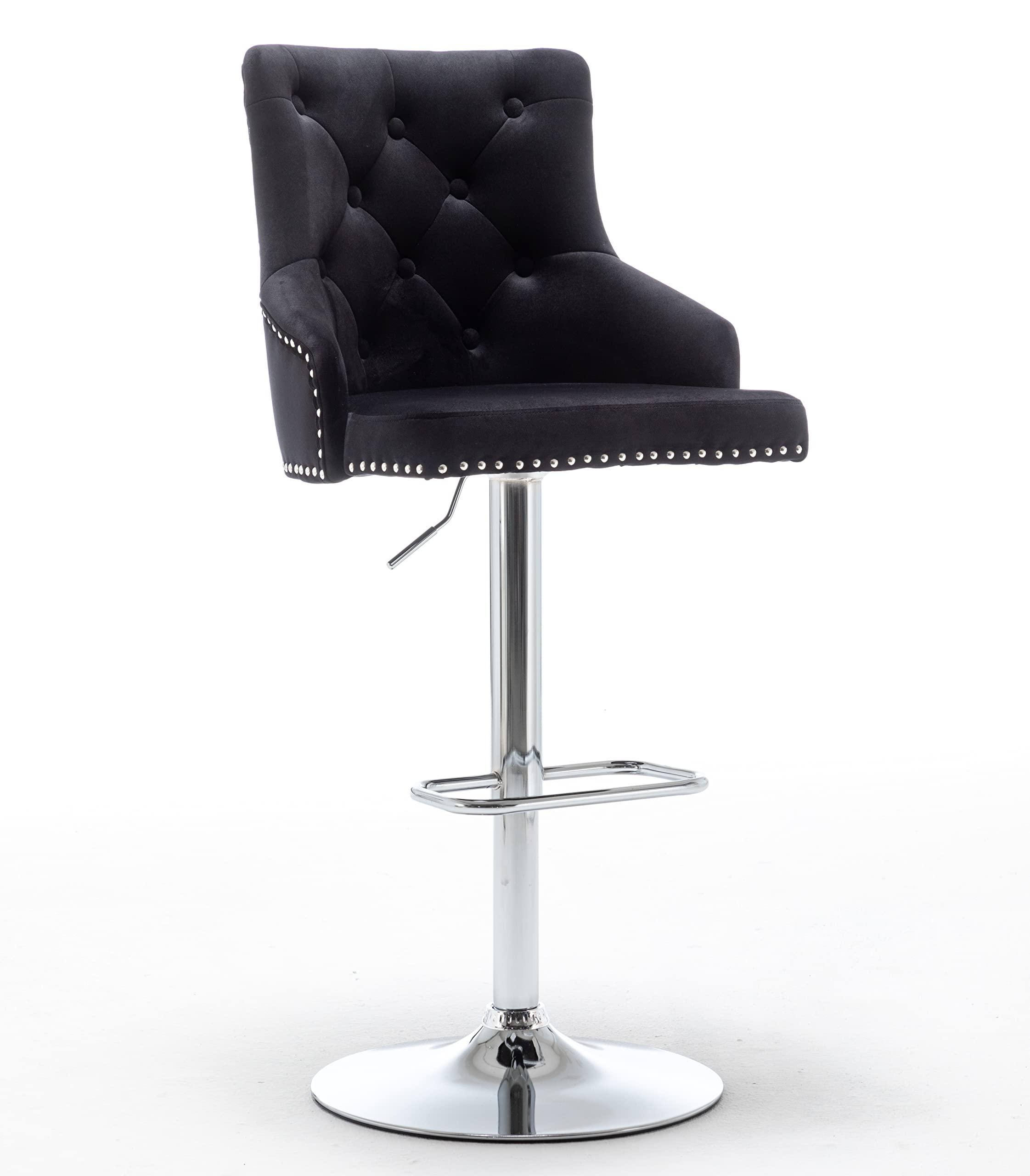 BTEXPERT Set 4 Sgabelli Da Bar In Velluto Verde Con Schienale Alto E Gambe Oro - Altezza 63.5cm