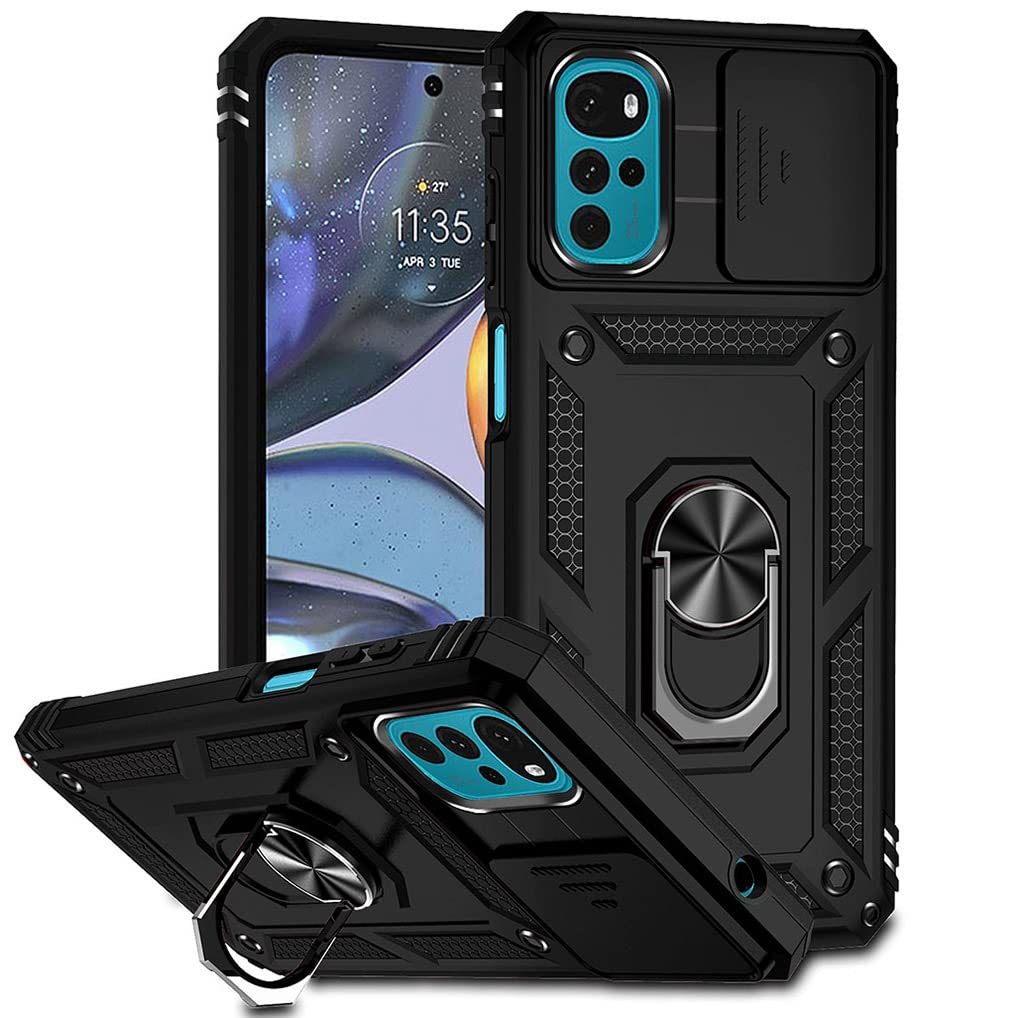 RMSOL Cover Per Motorola Moto G22 Con Supporto Magnetico E Anello 360° – Custodia Antiurto Rossa