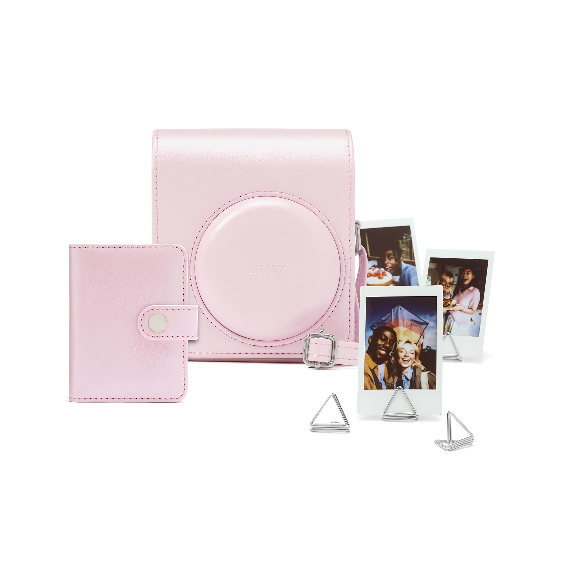 instax mini 13 instant camera Accessory kit containing, ready to shoot camera case, mini album and photo clips, Candy Pink