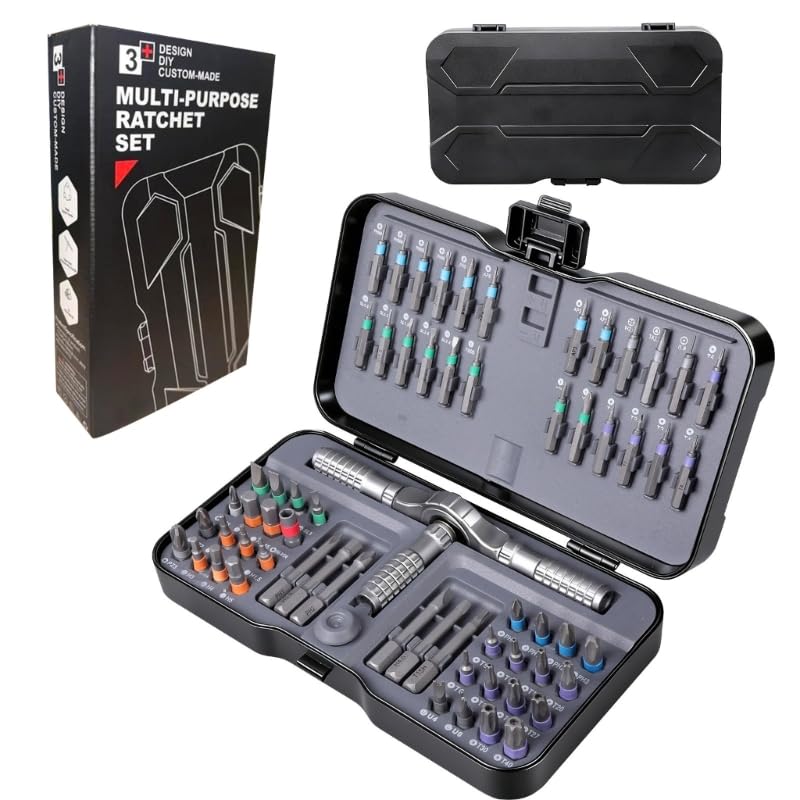 66 in 1 Screwdriver Set Tool Set Ratchet Screwdriver Magnetic Screwdrivers Sets with Case Hand Screwdrivers Zincs Alloy+Alloy Steel for Home Repair, Appliance Installation, and Vehicle Repair