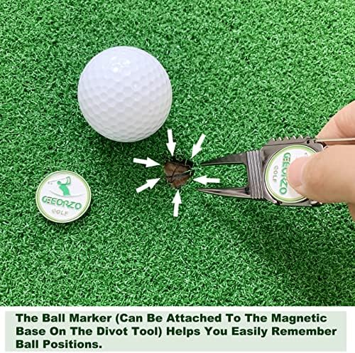 Geeorzo Golf Divot Repair Tool, 6 in 1 Pitch Repair Tool and Ball Marker, Multipurpose Golf Accessories