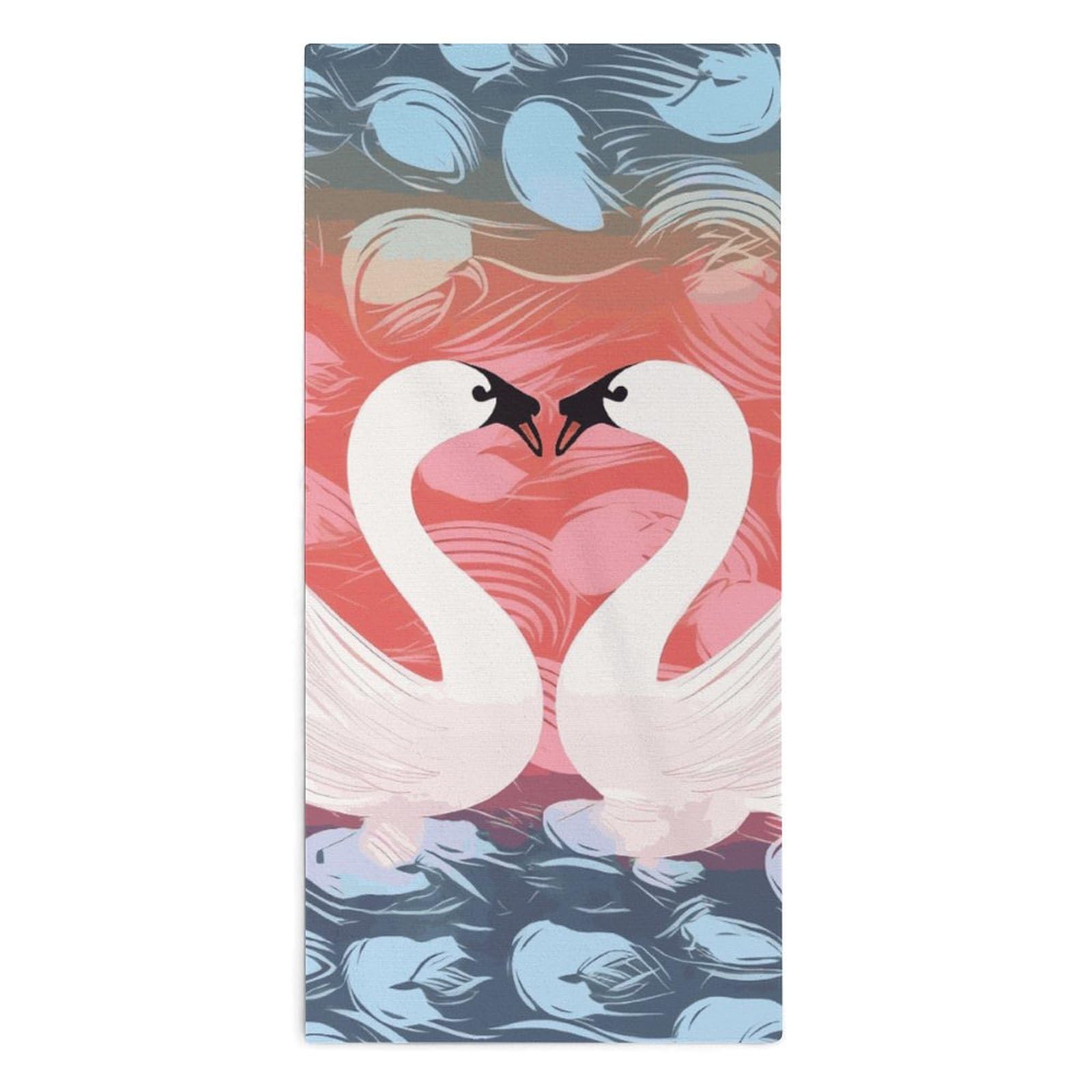 Serviette compacte en microfibre : fini les cheveux mouillés grâce au séchage rapide du motif cygne