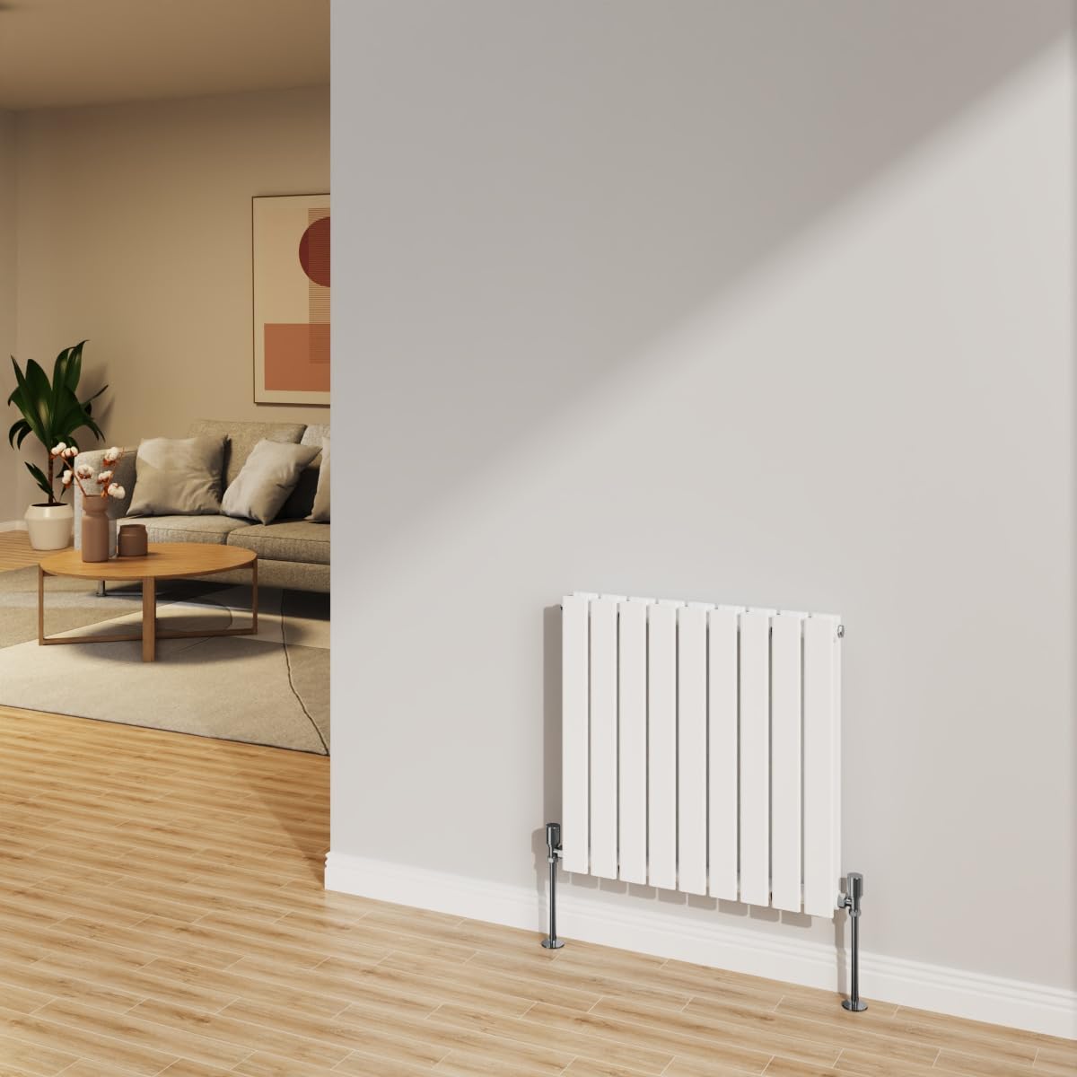 Nrg Gloss White 600X612mm Radiator Horizontal Flat Panel Double Radiator