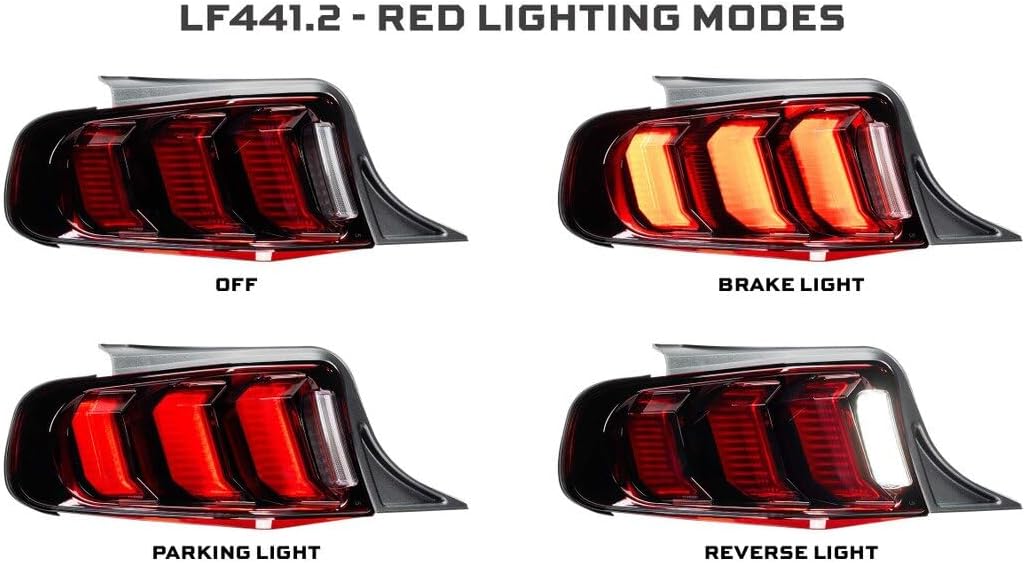 Morimoto XB LED Taillights (Red), Plug and Play Housing Upgrade, fits 2010-2012 Ford Mustang, DOT Approved Complete Assembly, LED Sequential Turn Signals, Brake, Reverse Lights (1x LF441.2)