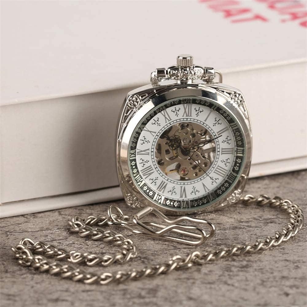 Elegant Engraving Hand Wind Mechanical Pocket Watch Chain Pendant Vintage Style Creative Watches Men Clock Accessories Gifts Pocket Watch Gifts for Family Decorate