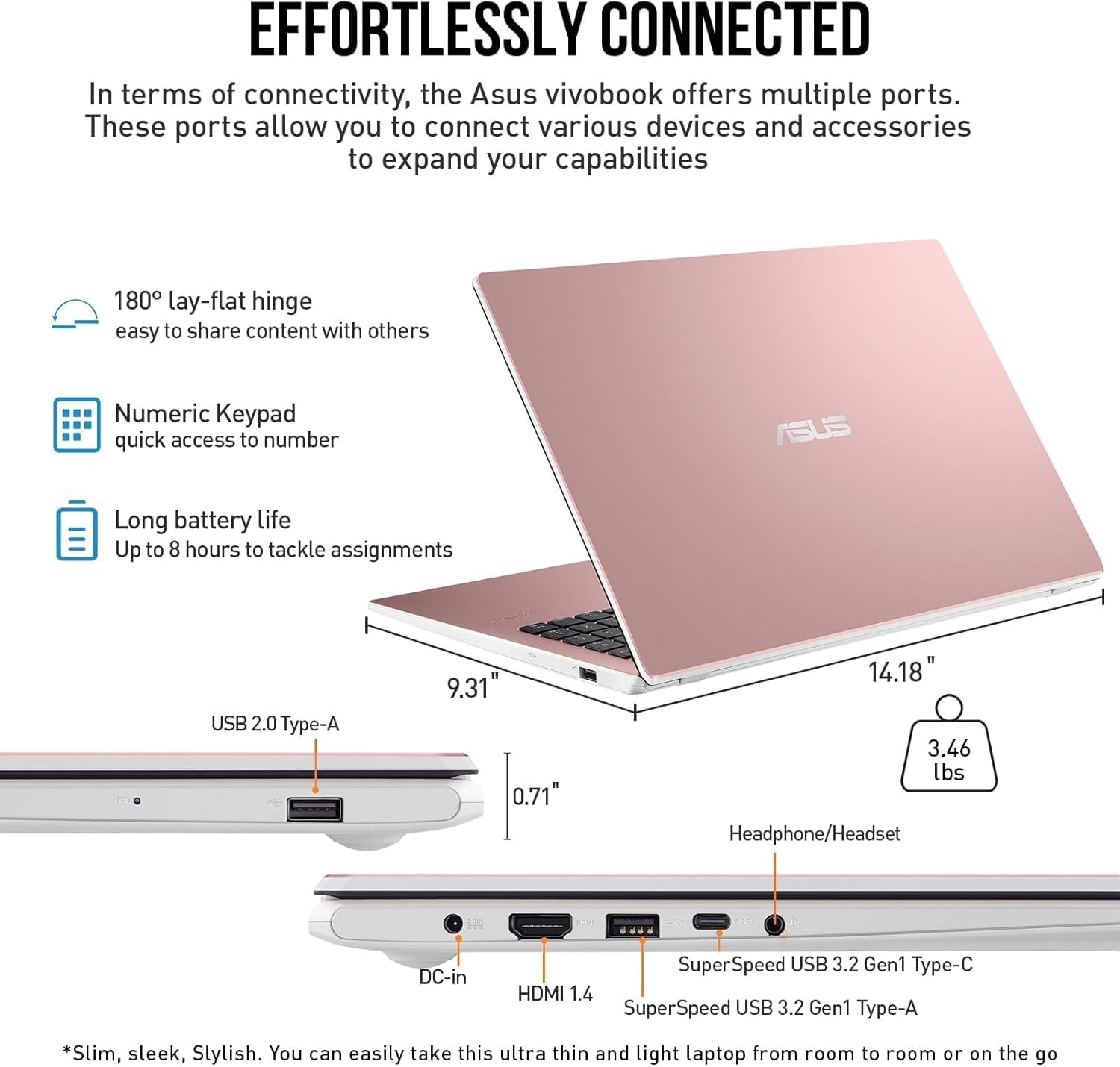ASUS Vivobook Go 15 Laptop • Intel 4-Core Processor • 15.6" FHD • 1 Year Microsoft 365 • 4GB RAM • 1TB Storage (512GB SSD+128GB eMMC+512GB External Hard Drive) • Windows 11 • w/WOWPC Bundle