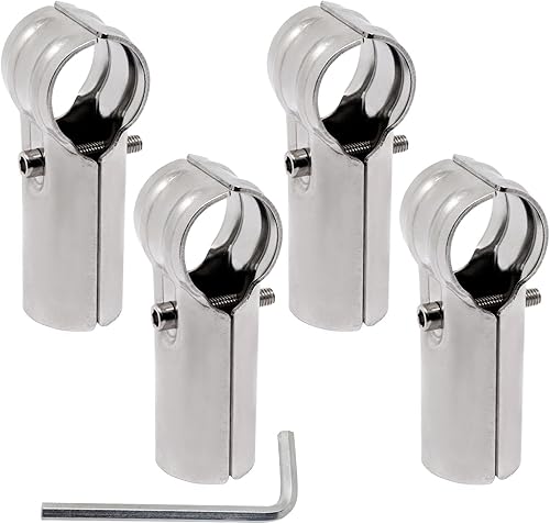 Abrazadera en T para riel de extremo de valla de 1-14 pulgadas, piezas de valla de acero inoxidable con perno y tuerca (4 unidades)