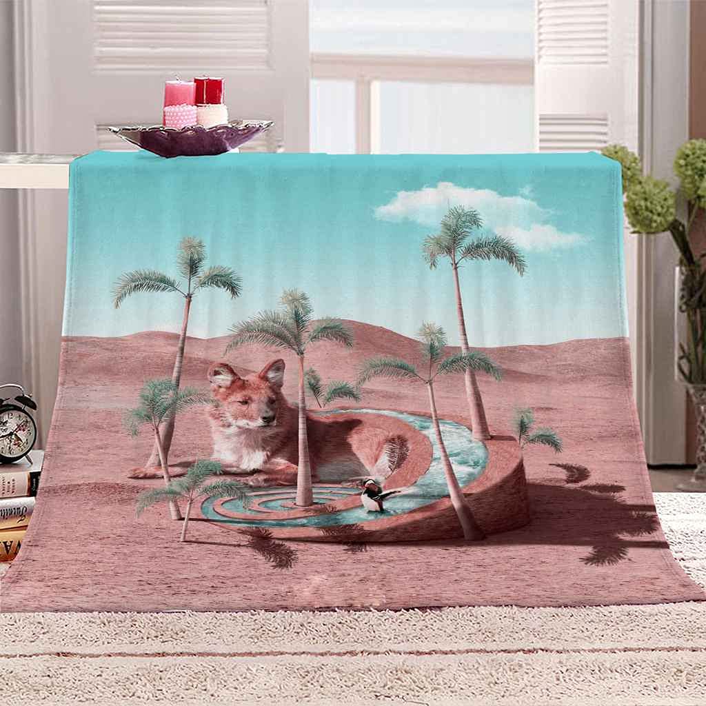 Couverture polaire renard en flanelle microfibre douce 150x200cm pour lit et canapé