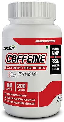 NutriJa Caffeine 200mg 60 Capsules | Pure & Potent | Boosts Performance & Metabolism