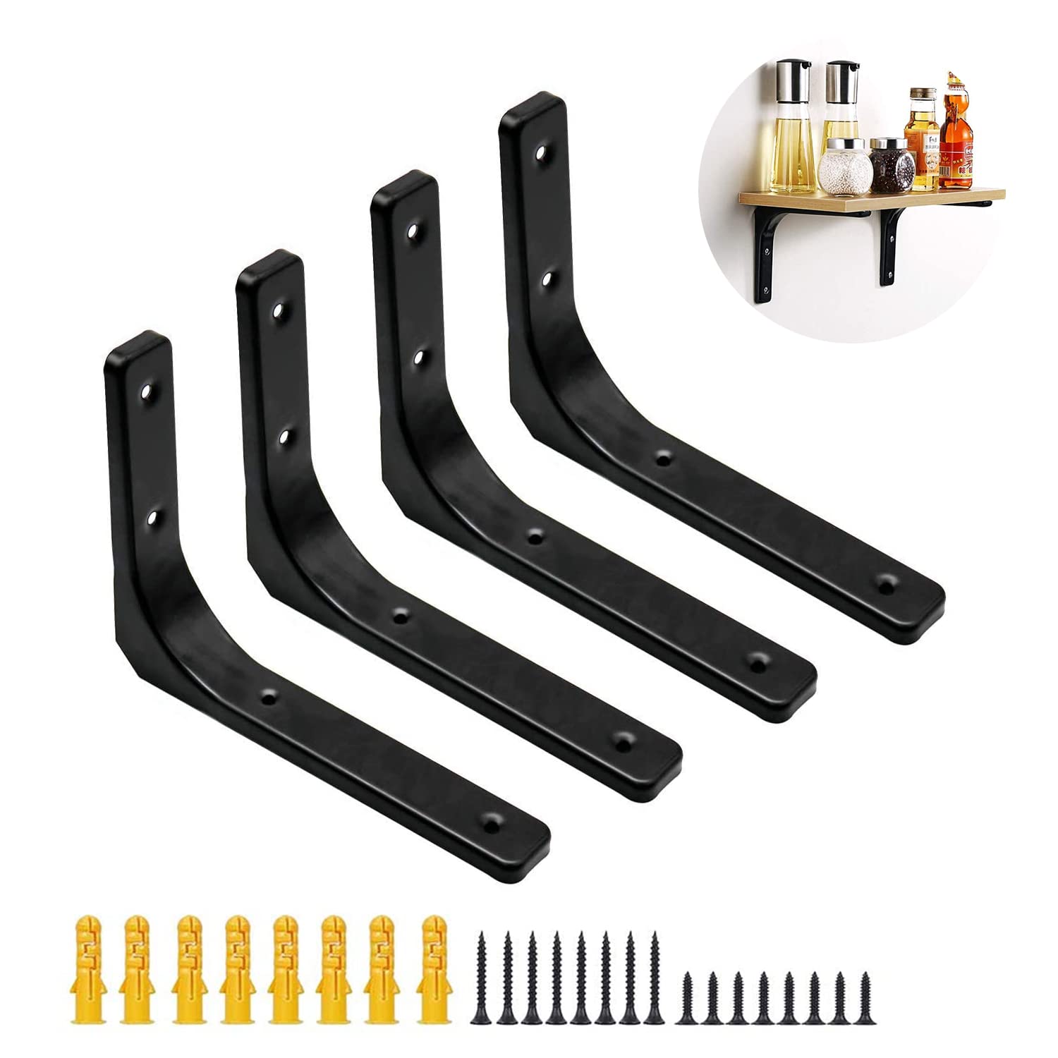 Buy Barley Ears Shelf Brackets 6 x 8 Inch, Heavy Duty Black Metal