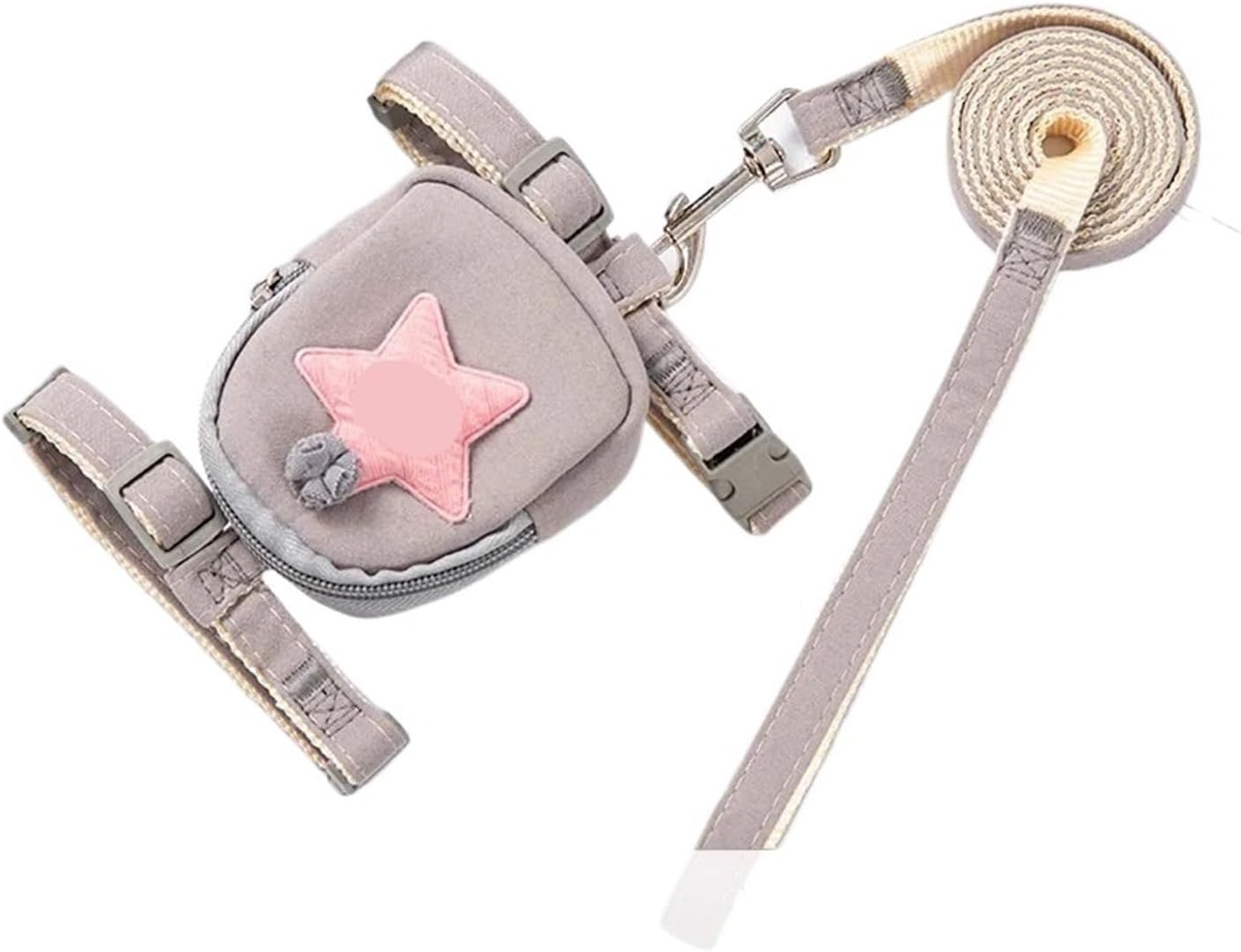 Traction Rope, Harness, Backpack, Dog Leash, Chest-Mounted Dog Chain, Cat Rope, Compatible with Small Dogs(Gray,Big)