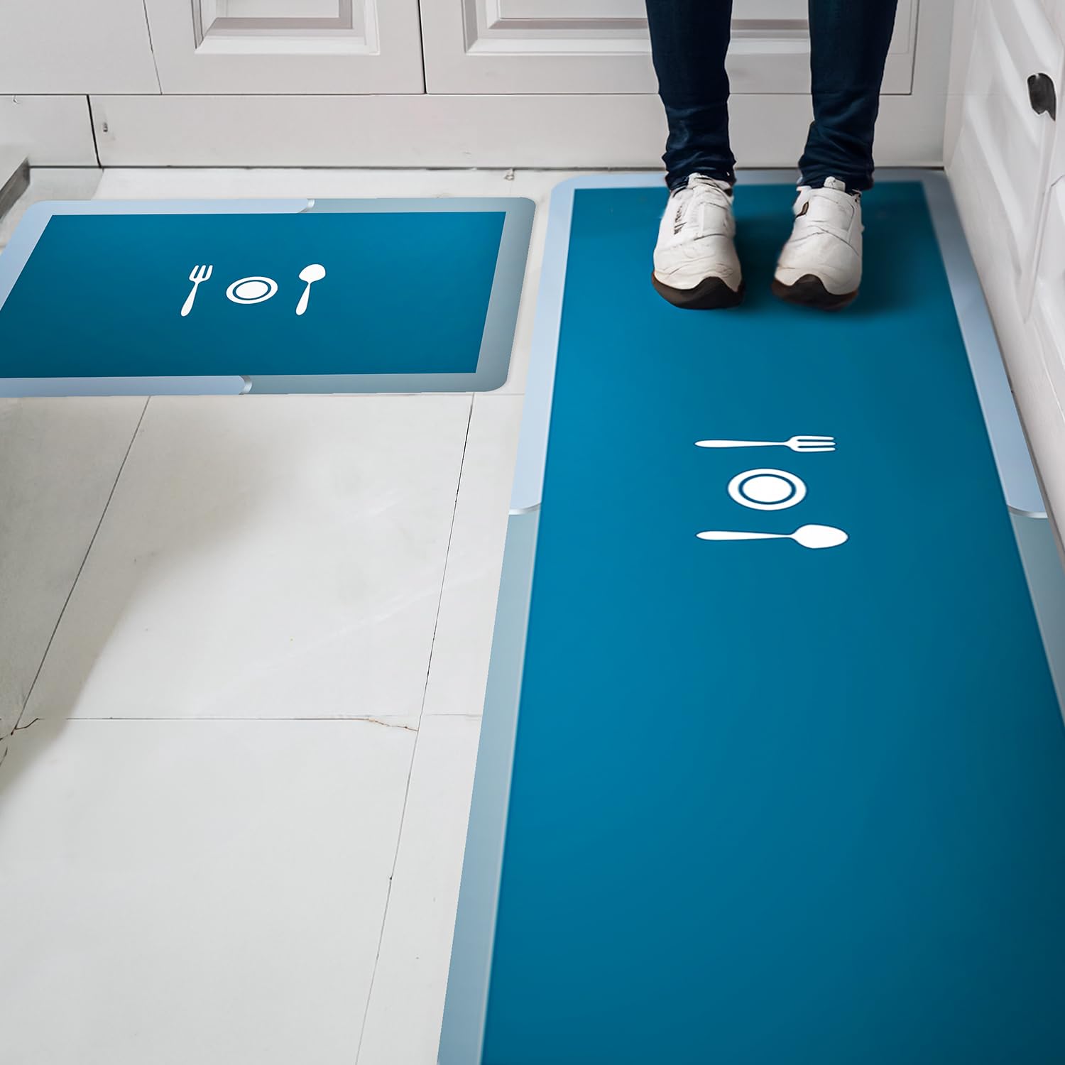Status Contract Set of Runner & Mat Kitchen Decor | Anti-Skid Rubber Kitchen Floor Mat | Napa Skin Super Absorbent Non Slip Mat - Floor Rug | Waterproof Kitchen Mat | (Blue) (RR-120x40,DM-38x58 CM) (B0CZ425ZXS) Amazon Price History, Amazon Price Tracker