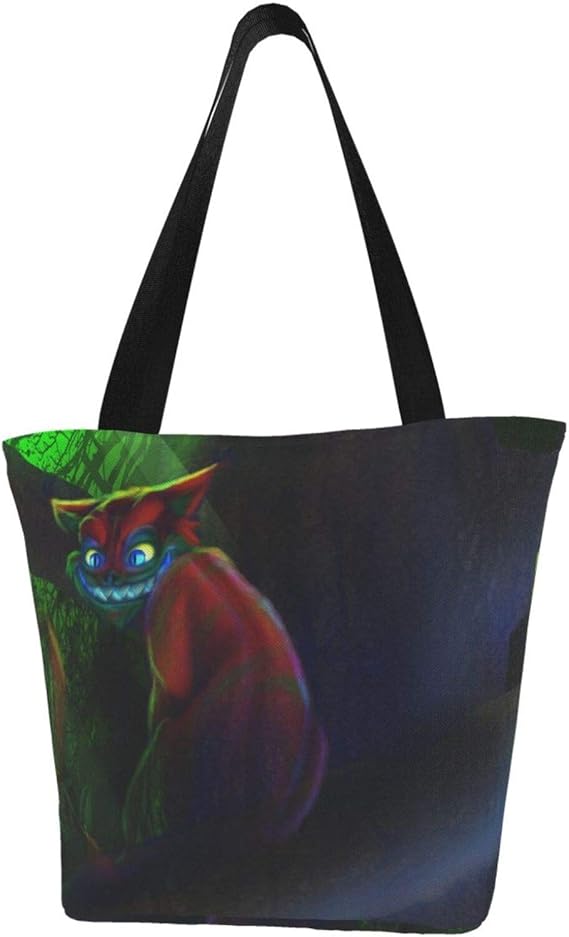 Cheshire Cat Reusable Tote Bag,Grocery Bag With Zippered