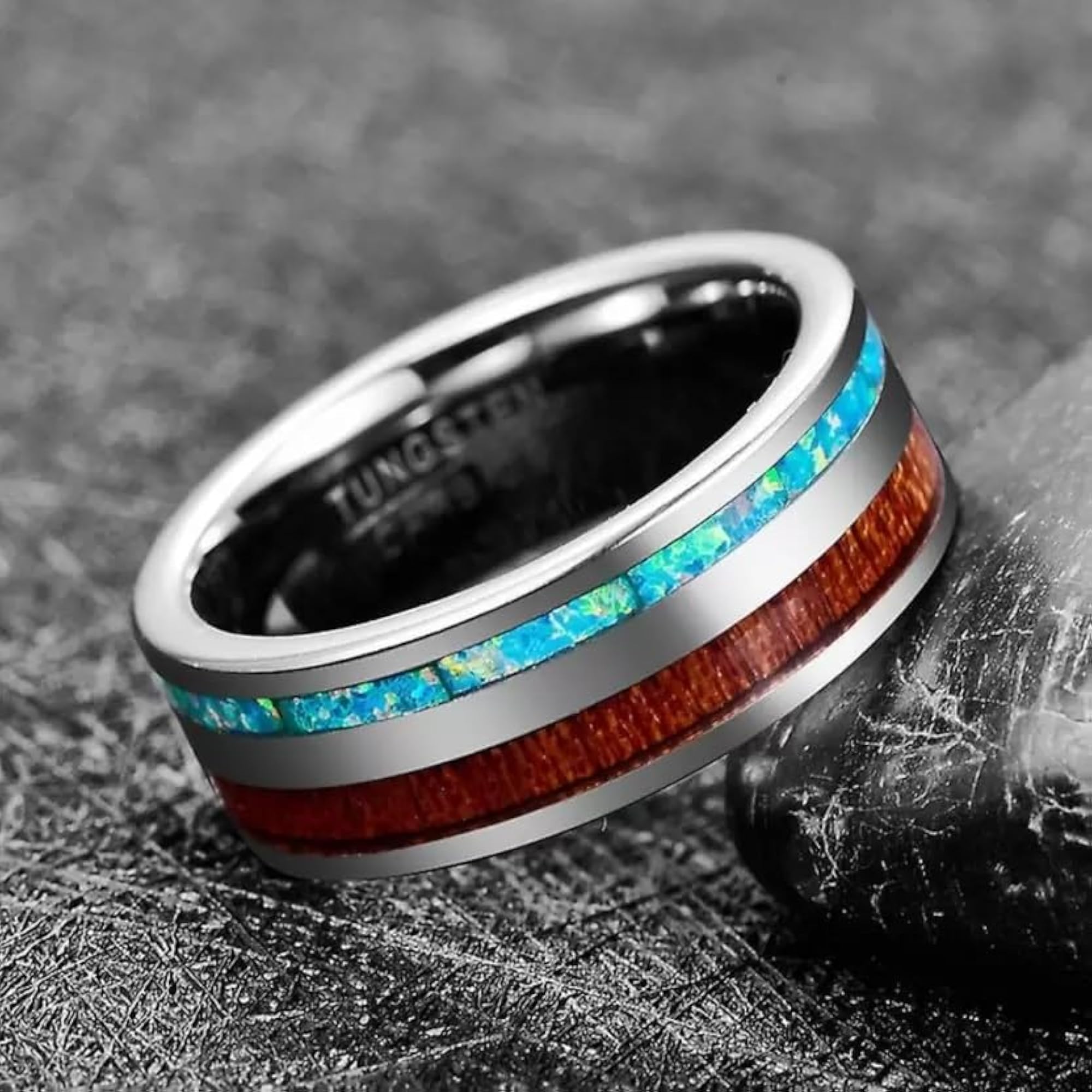 Men's Silver Rings Combo with Platinum and Blue Ring