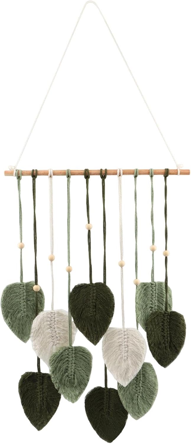 LORGVEXN Macrame Wall Hanging Leaves Tapestry, Chic Wall Decor