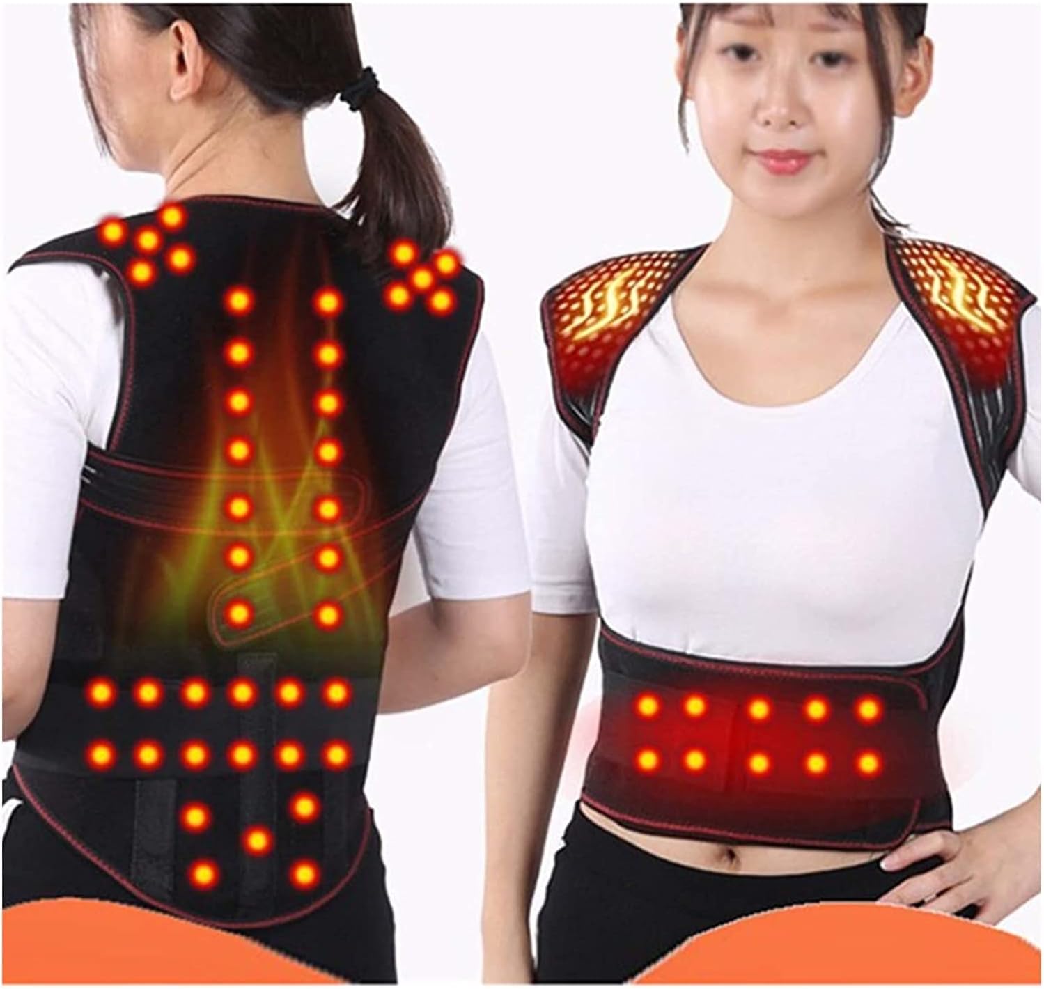Tourmaline Self-Heating Magnetic Therapy Corrector - Back Shoulder Neck rt Belt with Pain Relief