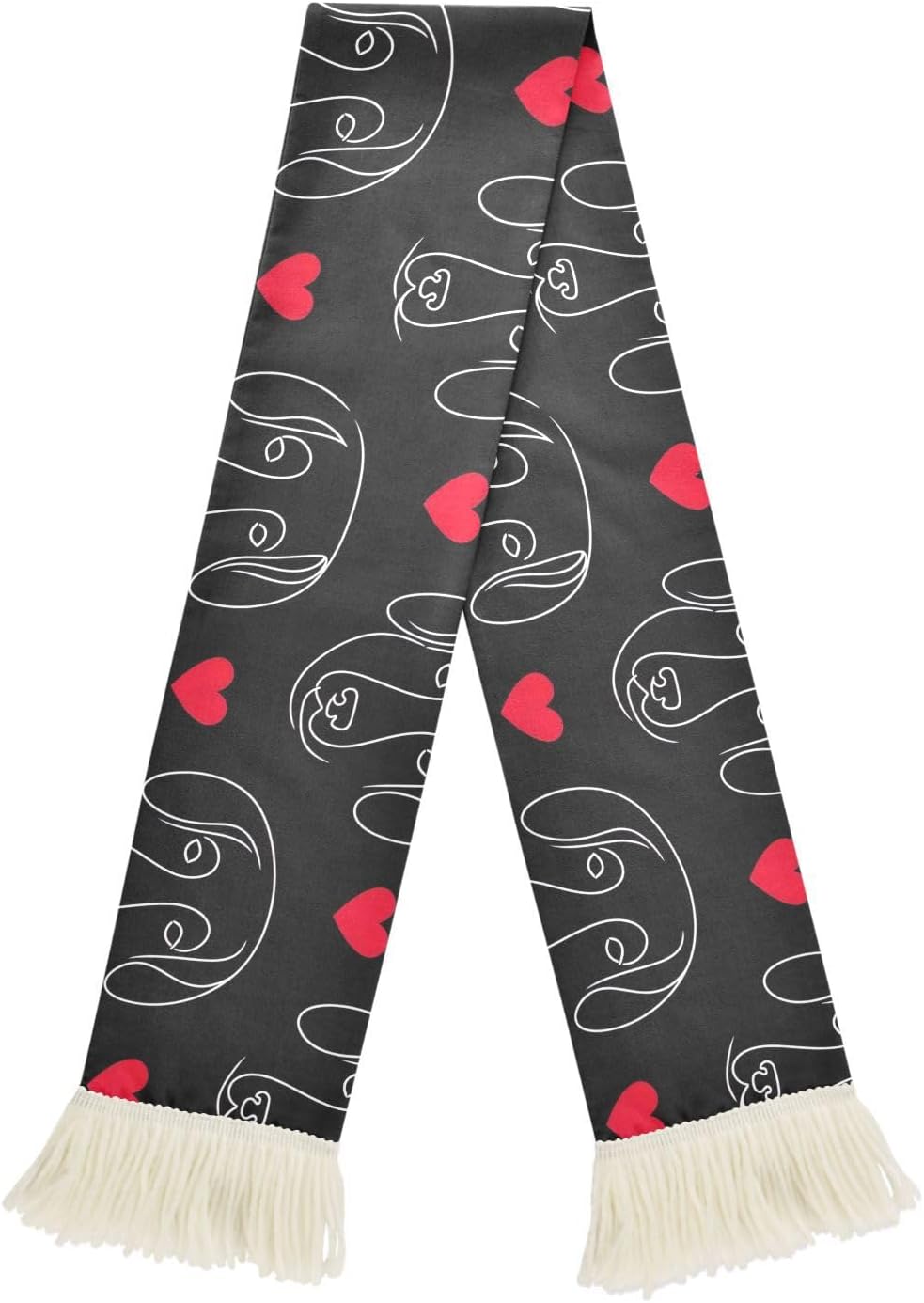 CHIFIGNO Art Dog Black Sports Fan Scarf, Quick Dry Soccer Scarf for Sweat Wiping, Soft Polyester Print, Stadium Cheering Accessory