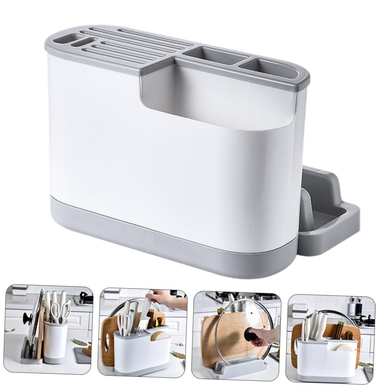 ULTECHNOVO Estante para Guardar Cubiertos de Cocina Multifuncional Pp | Bandeja Extraíble de Ahorro de Agua, Almacenamiento Separado y Limpieza Sencilla