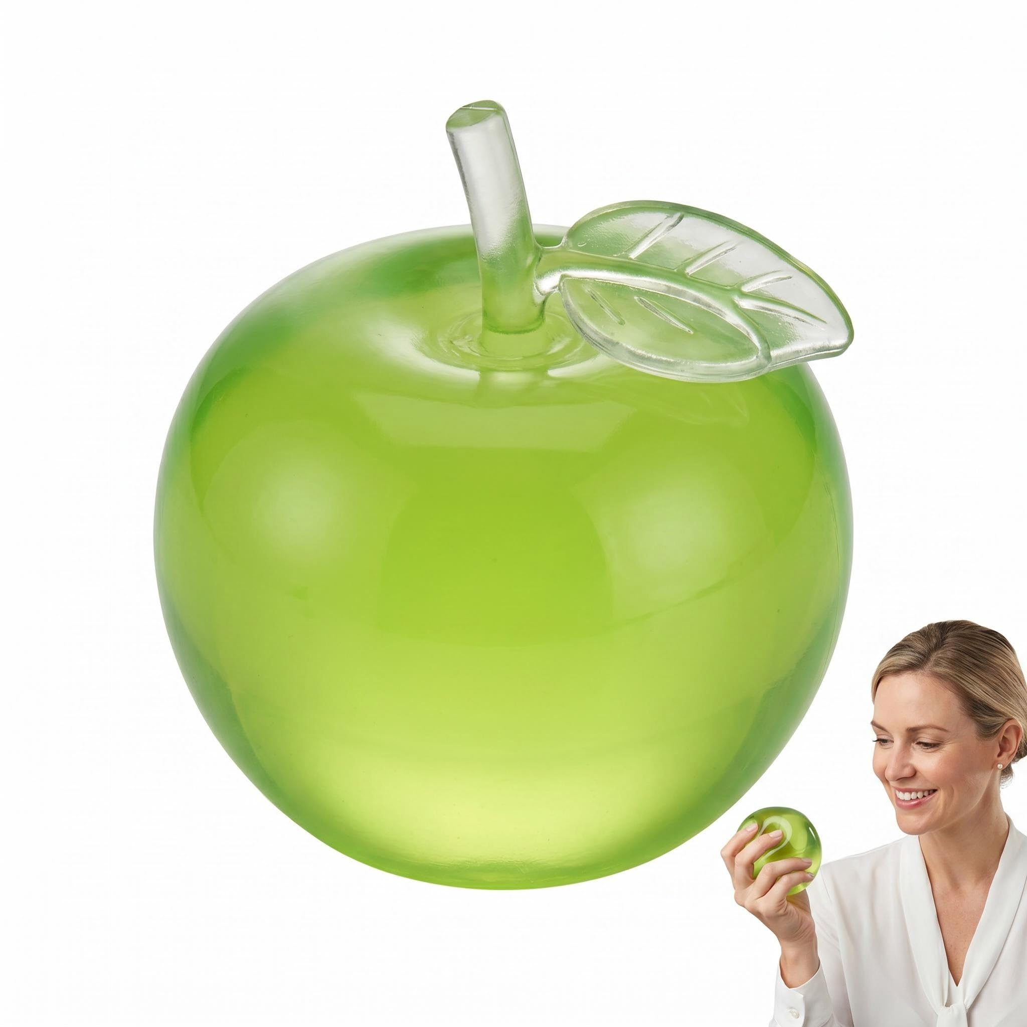 Mtbricey 2 PCS Apple Squishy Fidget Toys Stress Balls Squeezy Squishies Fruit Sensory Stress Relief Toys for Adults Anxiety Relief Desk Toy Realistic Soft Squeeze Fruit Fidget (Green)