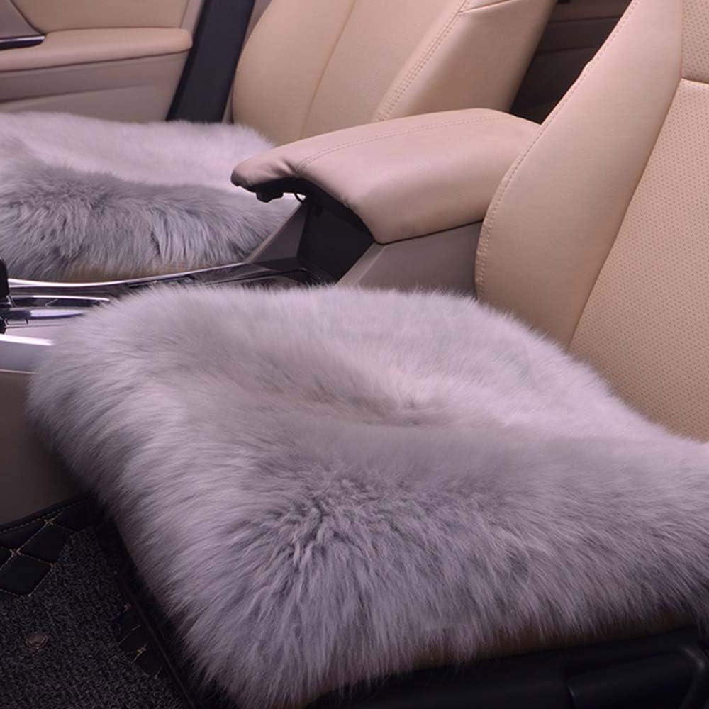 Happyshop18 Luxurious Square Faux Fur Sheepskin Seat Cushion Long Wool Square Car Seat Cushion Super Soft Fur Covers Chair Pad 18"x18"