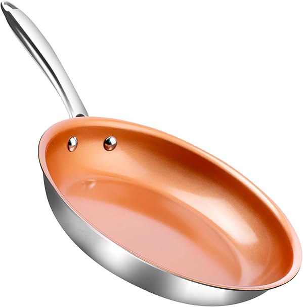 Stainless Steel Premium 12” Frying Pan Triple Ply Reinforced with Super.