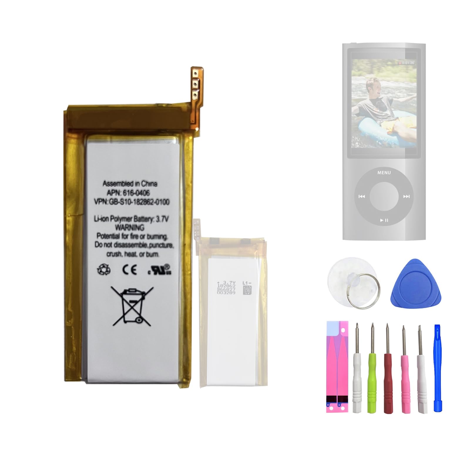Batteria di ricambio 616-0406 616-0467 compatibile con [iPod] Nano 5th Gen 5G 8GB 16GB P11G73-01-S01 A1320