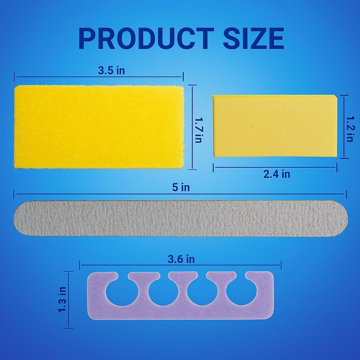 4-Piece Disposable Pedicure Kit, 200 Count – Individually Wrapped Nail Care Set with Yellow Pumice Pad, 80/100 Grit Nail File, Orange Buffer, Toe Separators for Salon & Home Use