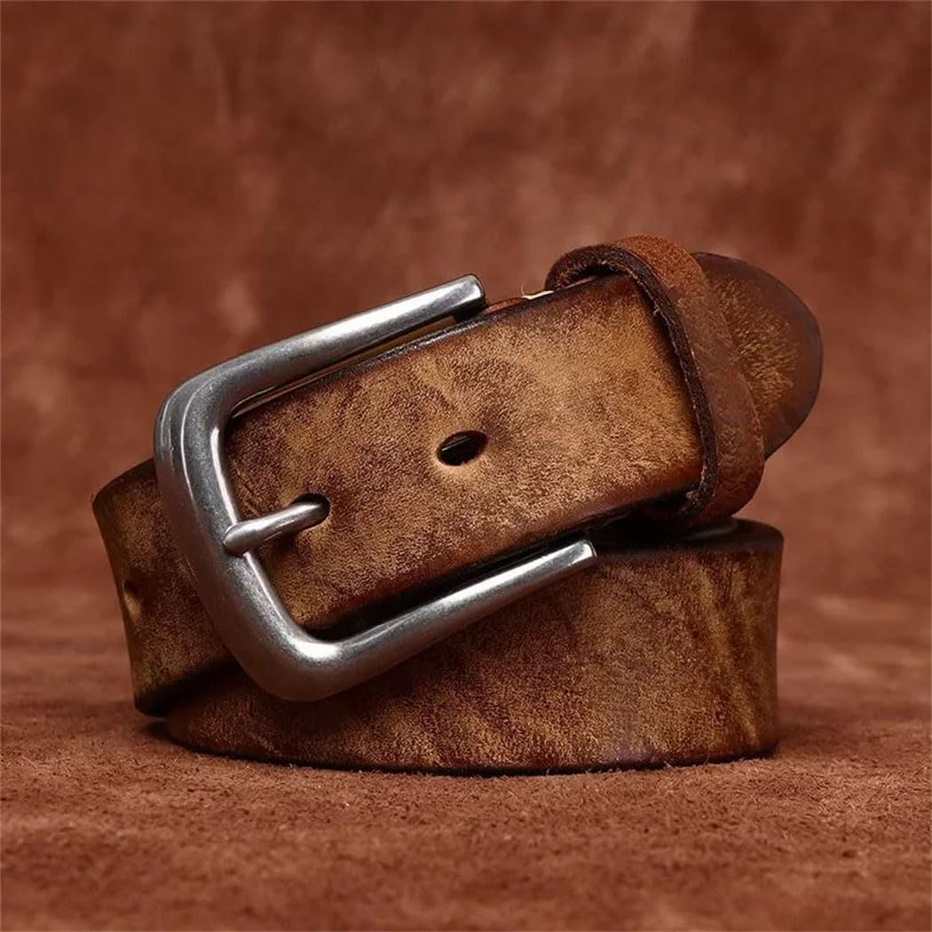 Men's Leather Belt - 3.8 cm Solid Cowskin with Stainless Steel Buckle for Daily Use