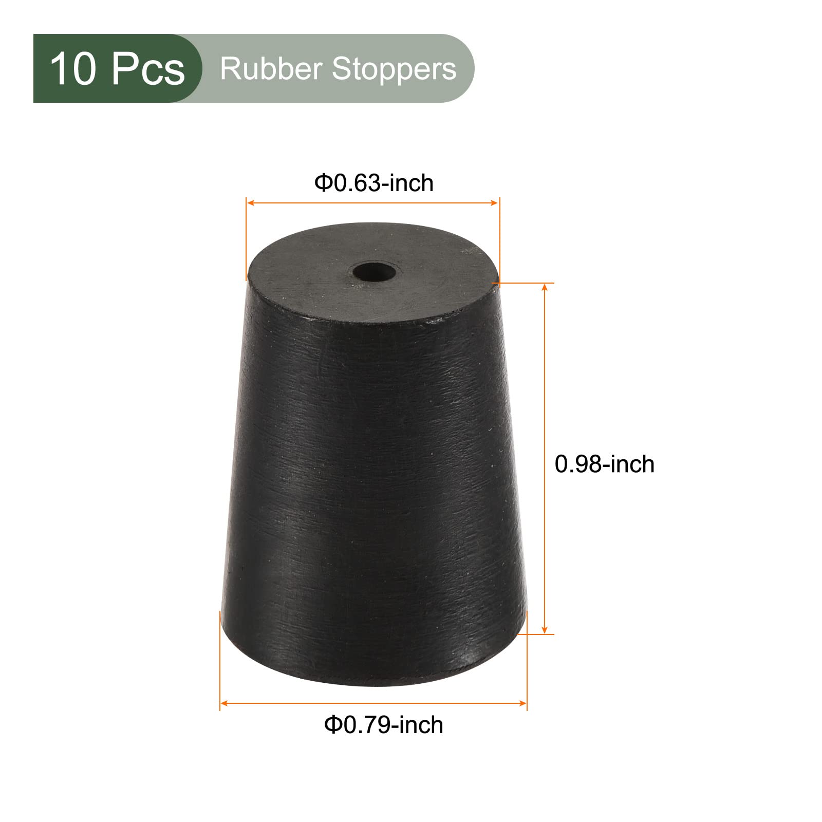 YOKIVE 10Pcs Rubber Stoppers with Hole, Tapered Plugs with High-temperature Resistance, 16mm - 20mm - Image 2