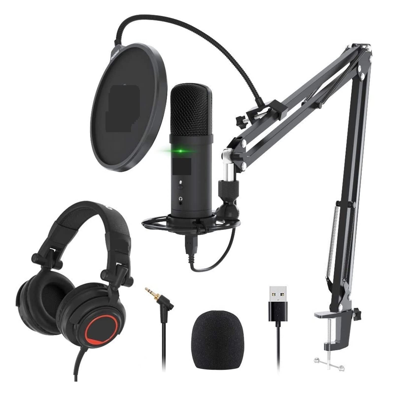 Microphone USB haute résolution PM401H et casque de monitoring pour studio de podcast