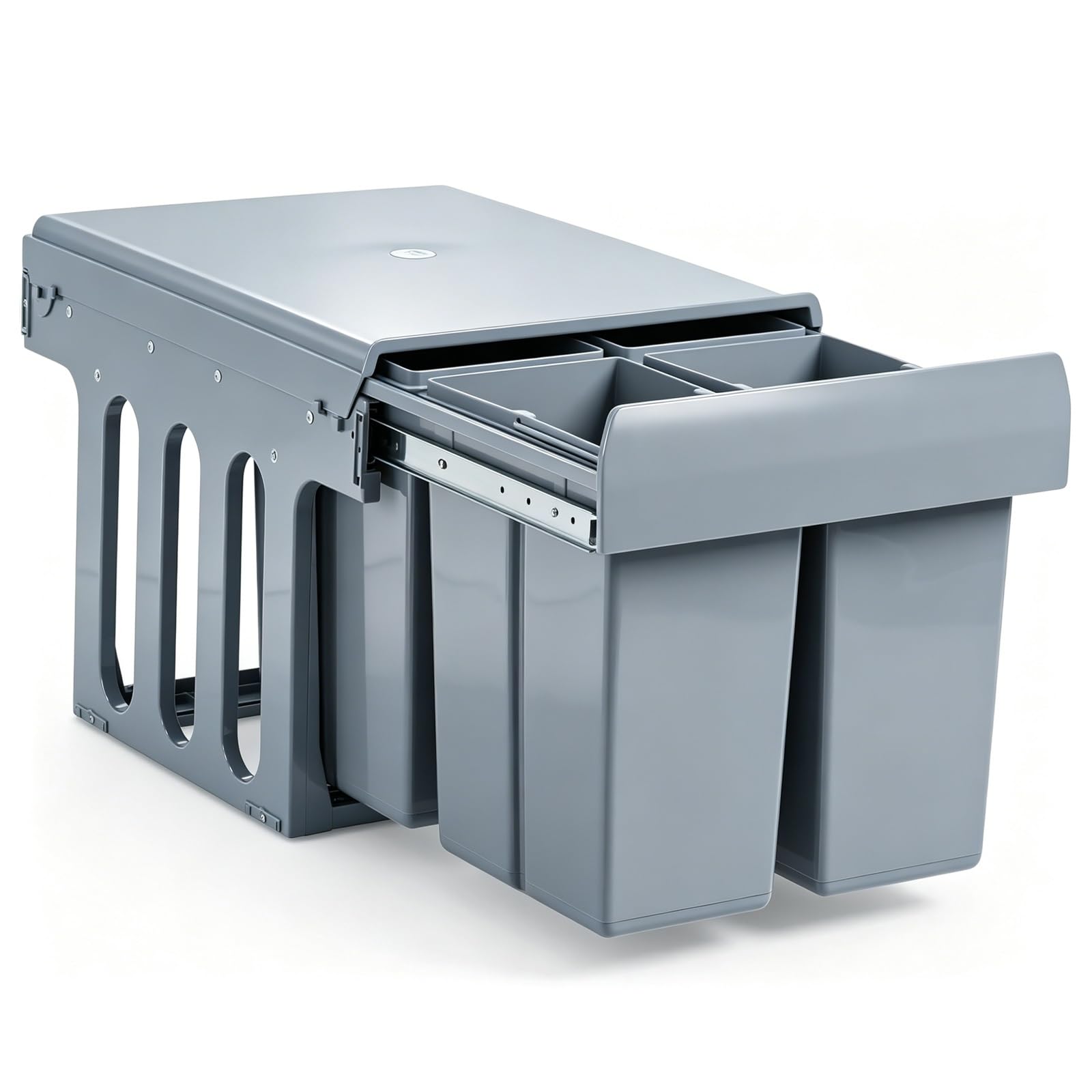 Cubo de Basura Extraíble Montado en Puerta de Armario Cocina 4 Compartimentos Material ABS Cuba Interior de PP 24 Litros Cubo Basura Cocina de Restaurantes