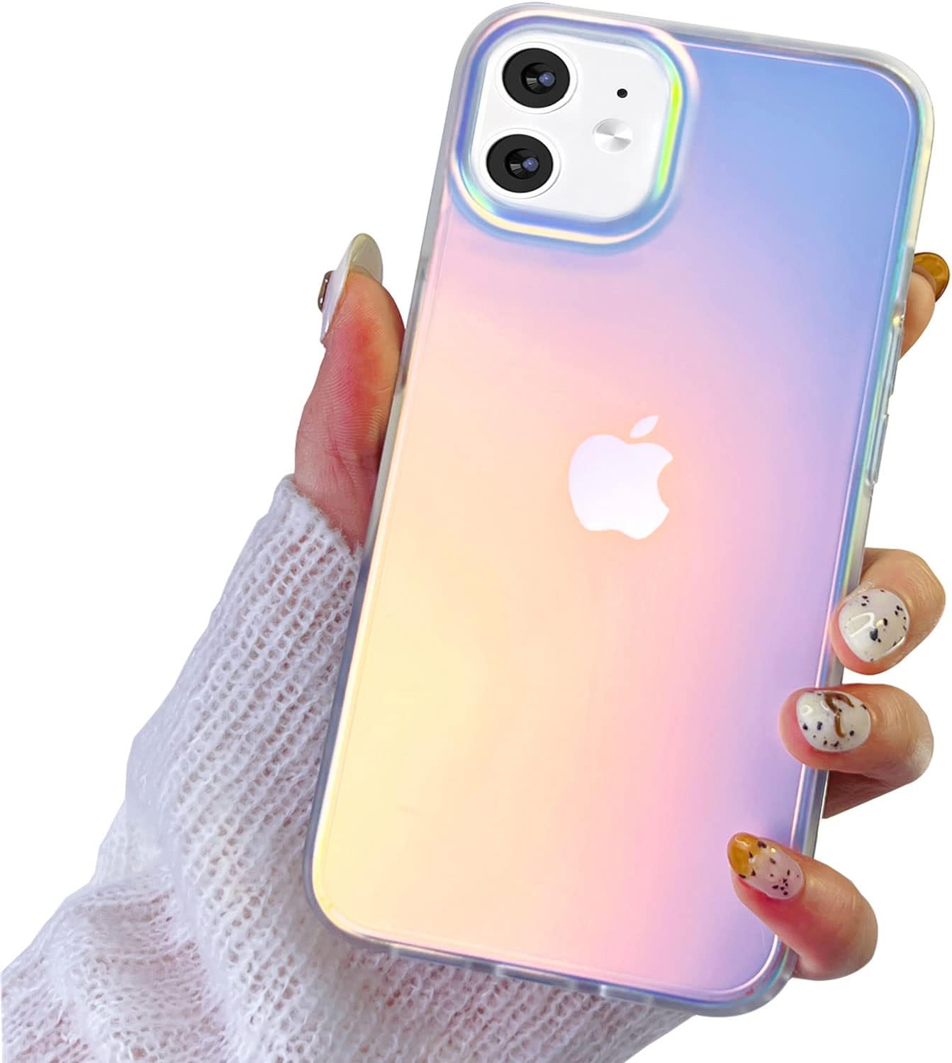 I-MGAE-IN-AR Compatible with iPhone 12 Case for iPhone 12 Pro 6.1 inch,Frosted Laser Glitter Bling Women Girls, High-Grade TPU and Hard PC Shockproof Unique Aesthetic Design Phone Hard Case