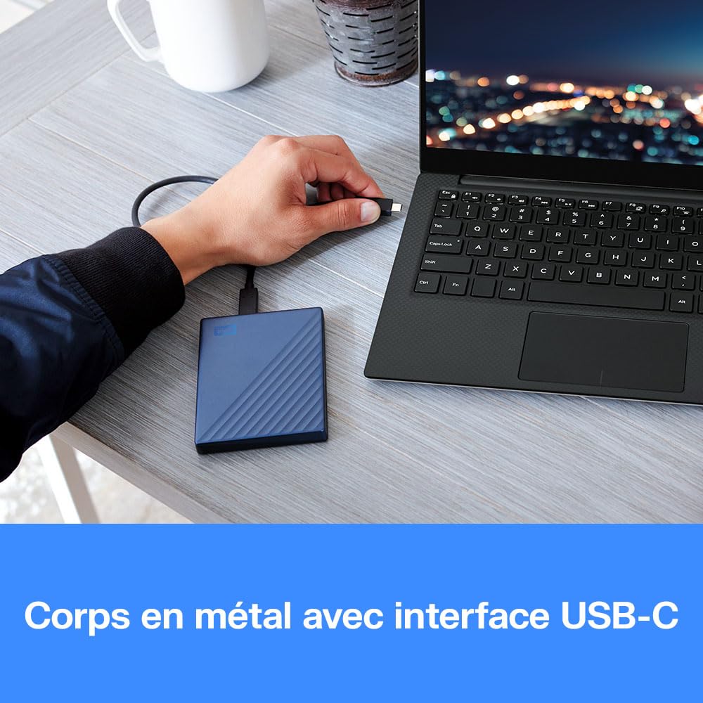 WD 2To My Passport Ultra, Disque Dur Externe Portable, USB-C, compatibilité avec PC, Xbox et Playstation, Boîtier métallique épuré