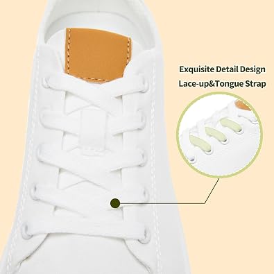 HYPOCRUTE Womans Slip On Sneakers Low Top Canvas Shoes Lace Up White Tennis Shoes Fashion Casual Sneakers