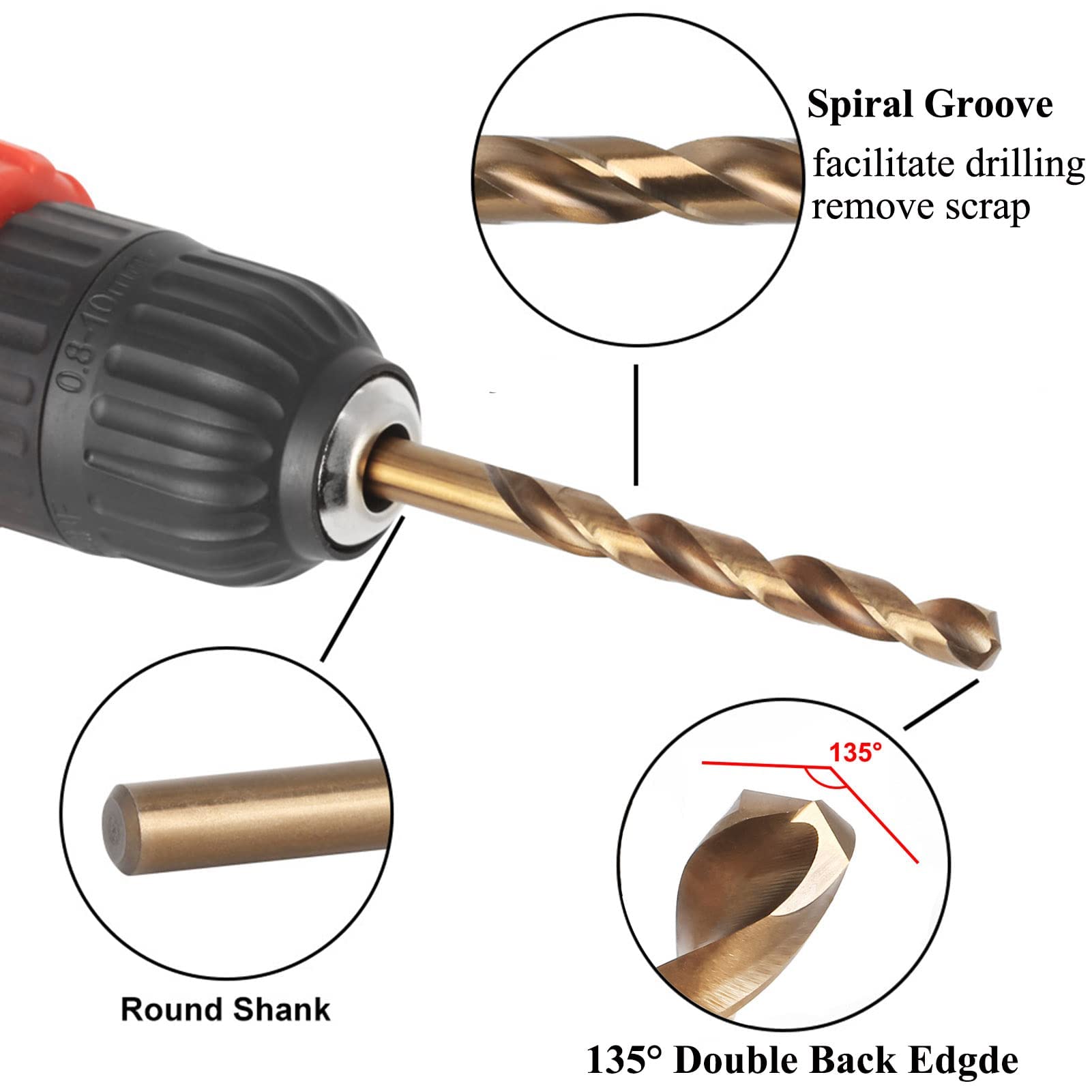 TA-VIGOR 2pcs 8mm Straight Shank Twist Drill Bit - Image 3