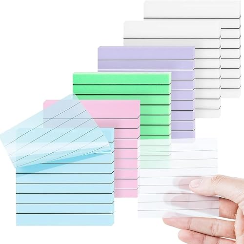 Paquete de 6 notas adhesivas con forro transparente de 3 x 3 pulgadas, notas adhesivas transparentes, impermeables, fáciles de publicar para