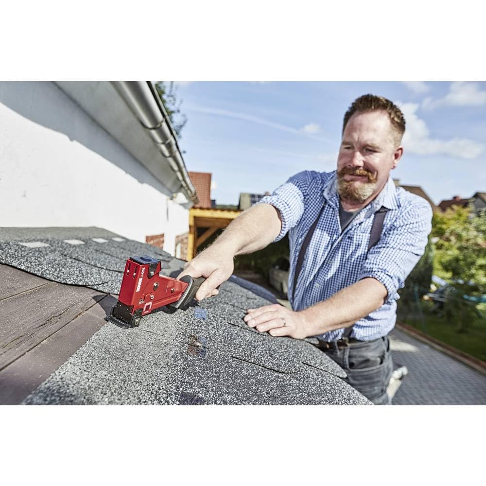 Novus J-055 - Graffettatrice professionale per martello, ricarica rapida, protezione superficiale, max 175 graffette, 6-14 mm, colore: Rosso