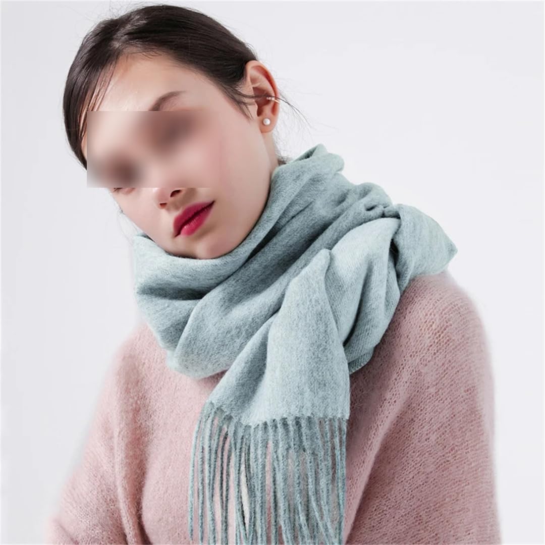 Bufanda de invierno de lana para mujer, bufanda cálida para adultos, bufanda de otoño con borla