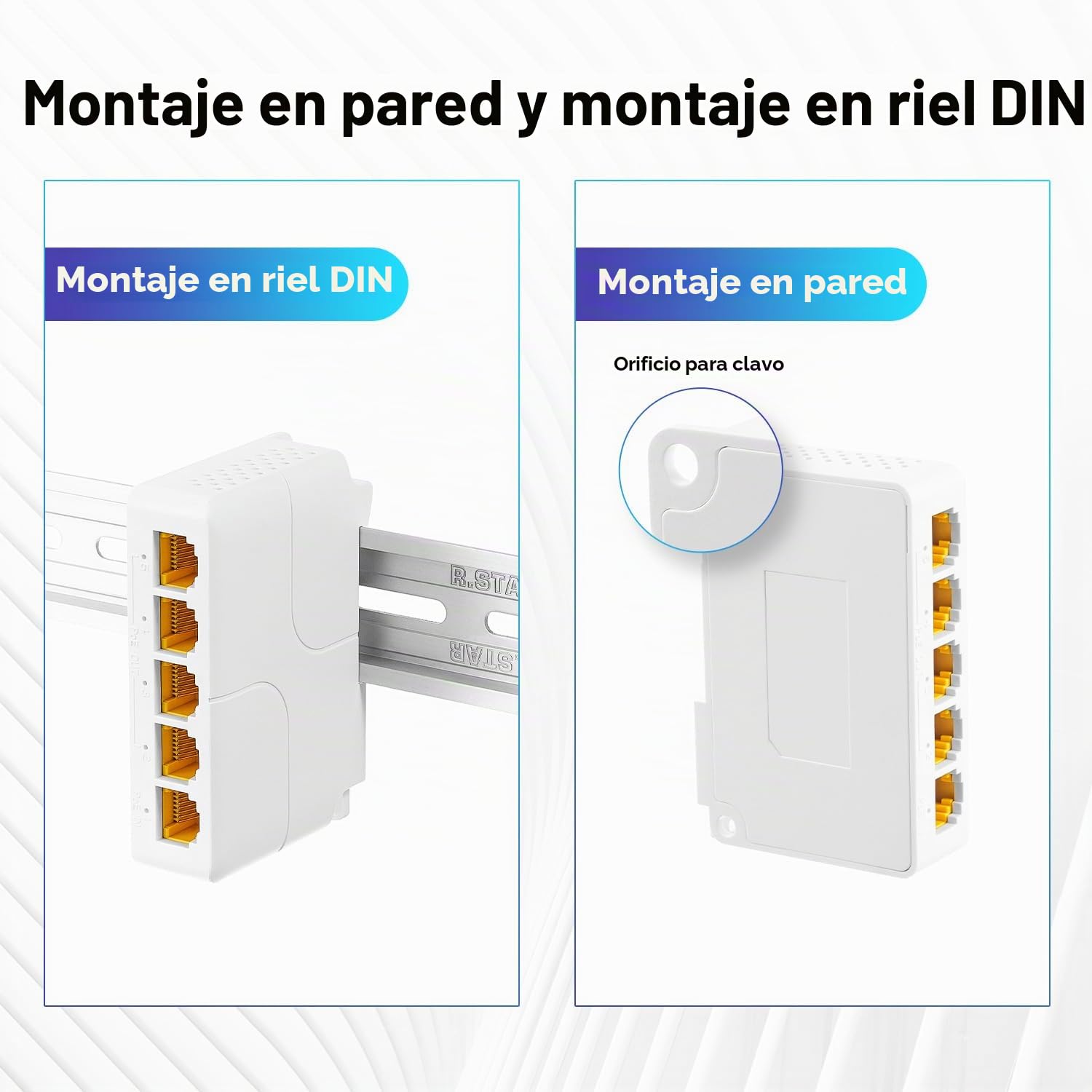 MokerLink Extensor PoE Gigabit de 5 puertos, IEEE 802.3 af/at/bt 90 W PoE, 10/100/1000 Mbps, 1 PoE in 4 PoE Out, pared & Din Rail Mount POE Passthrough Switch