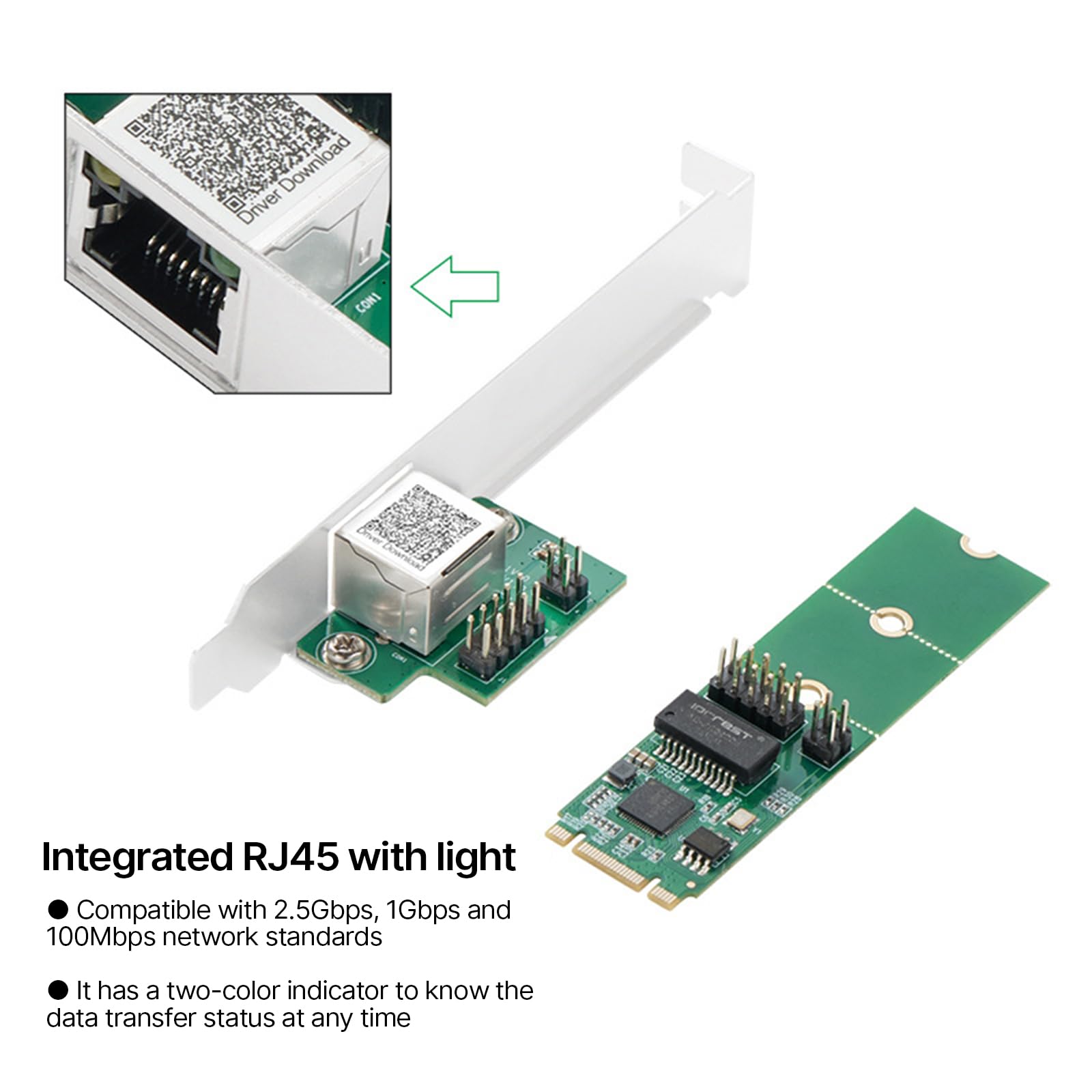 2.5G Base-T Gigabit Adattatori di Rete I225 Chip 2500Mbps M.2 2.5Gb Scheda Ethernet RJ45 Controller Scheda per PC Scheda di Rete