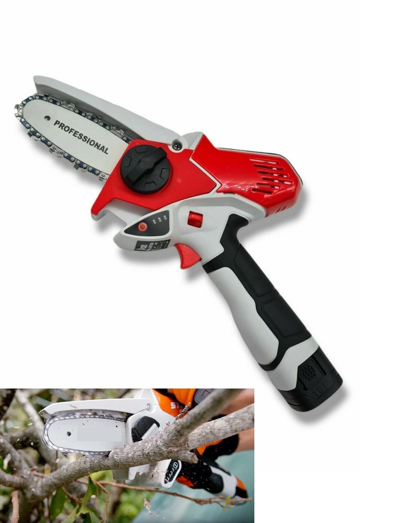 Motosierra de batería doble de 19 V de litio electrosierra para podar corta ramas con funda rígida