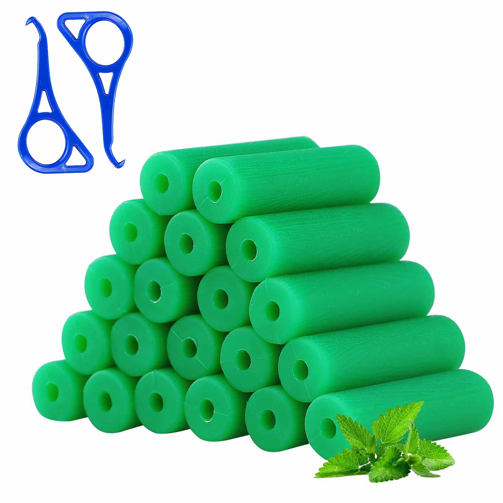 20 Pcs Aligner Chewies for Aligners, Green Mint Scented Dental Chewies with 2 Pcs Blue Aligner Tools, Teeth Straightening Kit Aligners Resuable Tray Seaters for Orthodontic