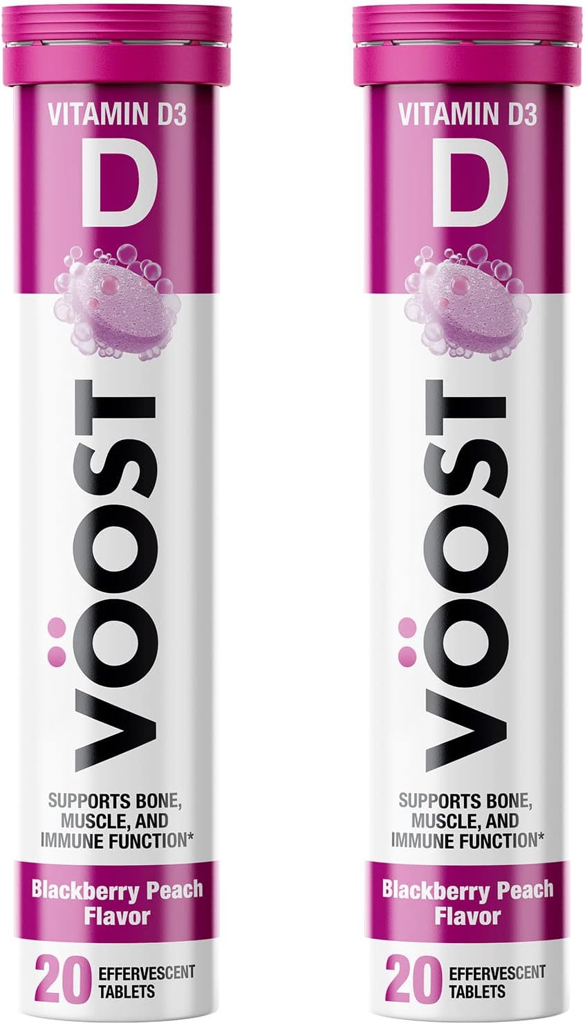Voost, Vitamin D, Supports Bone, Muscle, and Immune Function*, Contains Vitamin d3, Effervescent Vitamin Drink Tablet, No Sugar + Low Calorie Vitamin Supplement, BlackBerry Peach Flavor, 40 Count