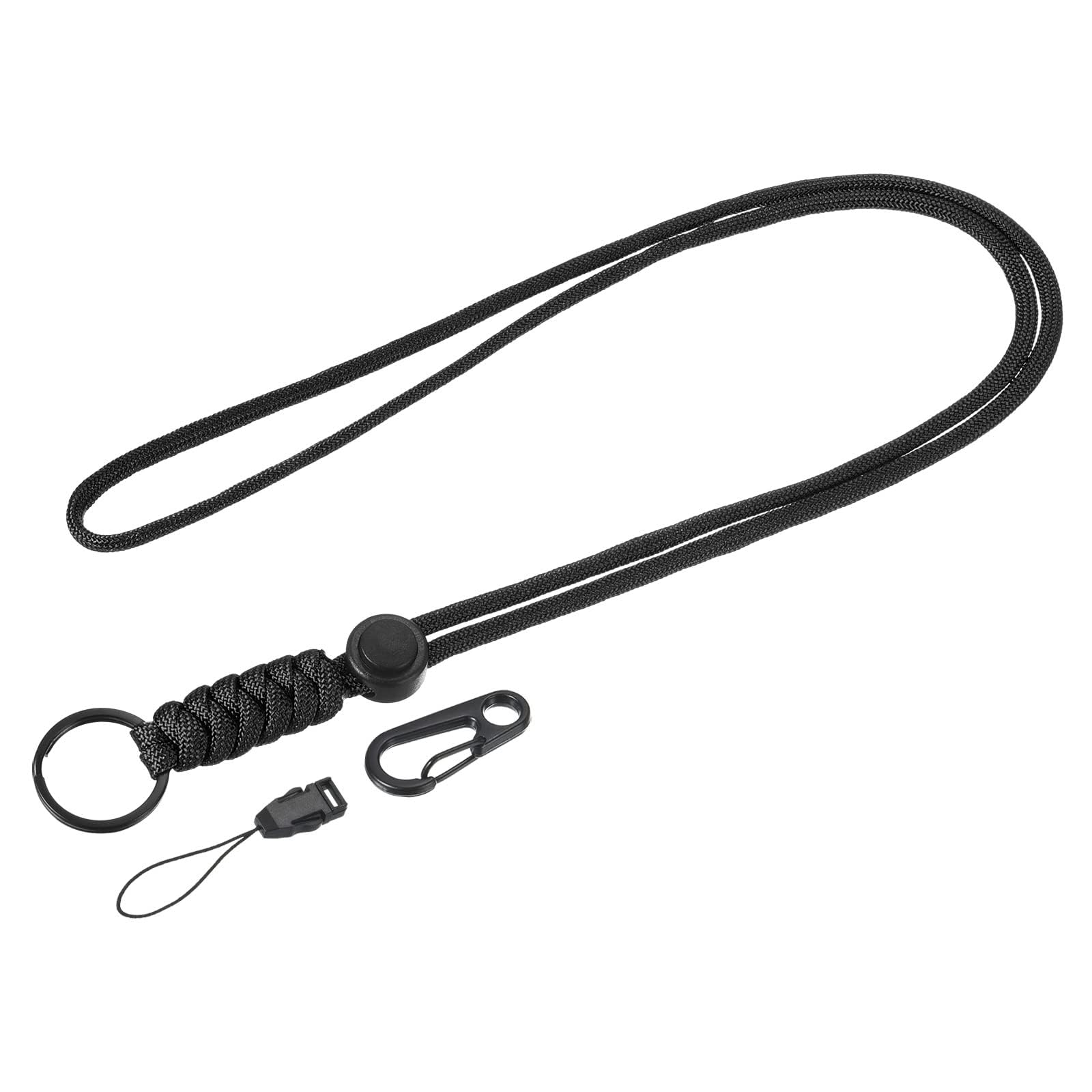 TA-VIGOR 1Pcs Badge Lanyard, 20 Inch Necklace Keychain Cord with Metal Clasp, Hook Ring and Strap for Keys, Whistle, ID Card and Badge Holder, Black