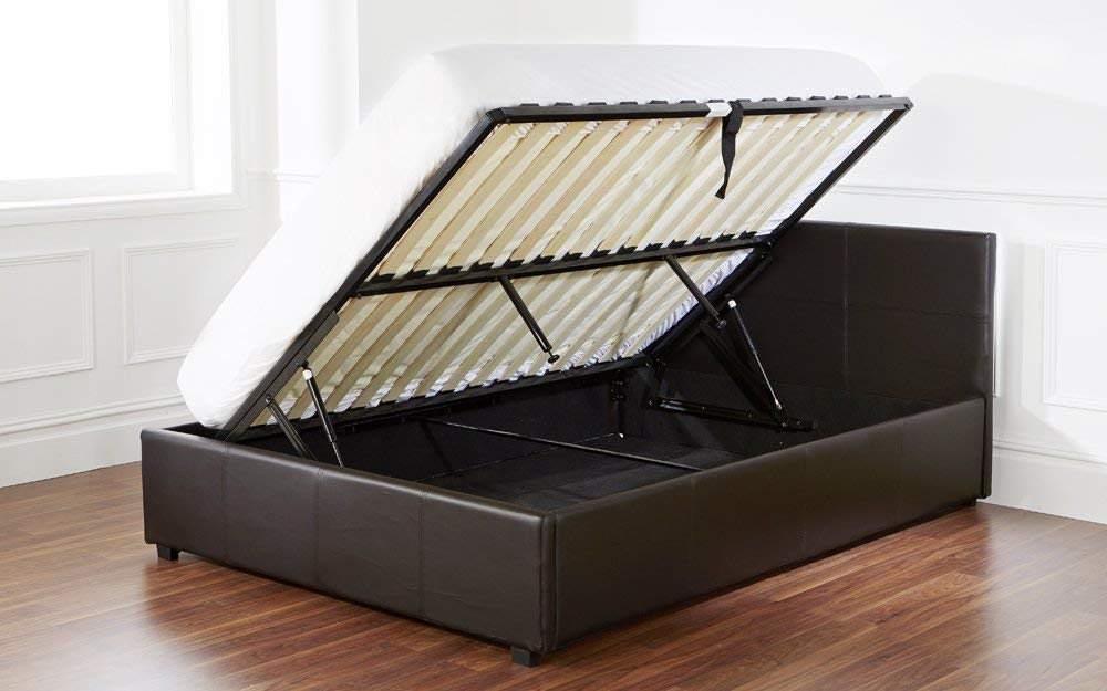 KOSY KOALA Storage Ottoman Bed - Black Headboard Single Bed Frame with Side Opening Gas Lift - Modern Small Ottoman Bed Under Storage Frame - 3FT, Single